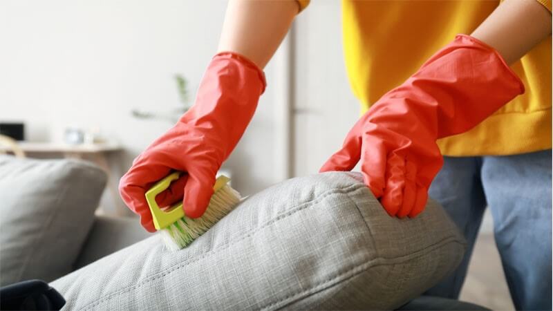 تمیز کردن مبل یا فرچه فرش شویی توسط یک فرد